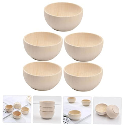 EXCEART 5 Pcs Wooden Bowl Woody Doll Accessories Mini Candle Wooden Peg Doll DIY Wood Bowls Mini Wood Bowls Wooden Unfinished Crafts Bowls Wood Bowls - WoodArtSupply