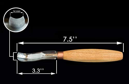 BeaverCraft, Wood Carving Bent Gouge K8a/14 0.55" - Spoon Carving Tools - Woodworking Hand Chisel Compact Wood Carving Knife for Beginners and Profi - WoodArtSupply