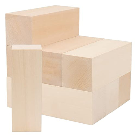 ZOENHOU 10 PCS 6 x 2 x 2 Inches Basswood Carving Blocks, Premium Unfinished Carving Wood Whittling Blocks Kit, Balsa Wood Blocks for Crafting ZOENHOU