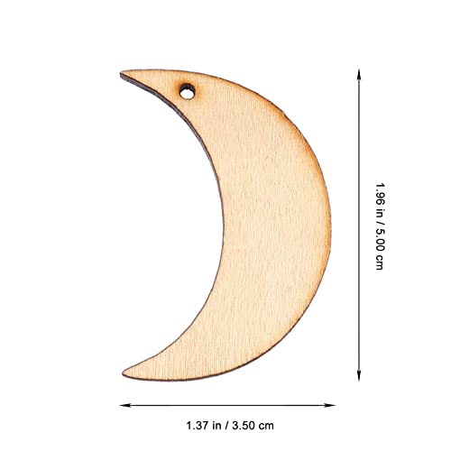 Sewroro 20pcs Moon Wood DIY Crafts Cutouts Moon Shaped Unfinished Wood Slices Hanging Embellishments Wooden Moon (Size 2) Sewroro