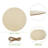 12 Inch Round Wood Circles for Crafts,18 Pcs Unfinished Rounds Wooden Cutouts, Wooden Rounds Circles for DIY Crafts, Painting,Door Hanger Sign Blank, SHUESS
