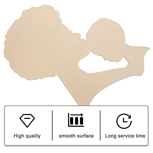 SEWACC Mother's Day Wood Chips African Woman Face Cutouts DIY Wooden Template House Ornaments Silhouette Wreath Template Black Man Gifts Unfinished SEWACC