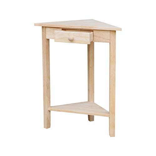 International Concepts Corner Accent Table, Unfinished - WoodArtSupply