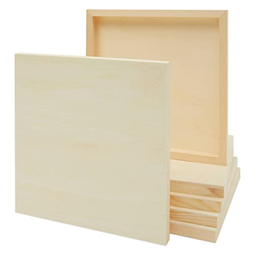 6 Pack Unfinished Square Wood Panels for Painting, 12x12 Wooden Canvas Boards for Crafts Bright Creations