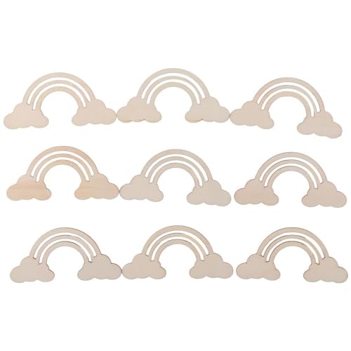 Uniquer 20Pcs Rainbow Wood DIY Crafts,Cutout Rainbow Unfinished Wood Slices,Rainbow Unpainted with Hemp Rope for Birthday Christmas Party Decoration Uniquer