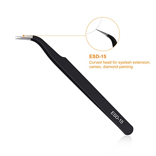 kaverme 3PCS Precision Tweezers Set, Upgraded Anti-Static Stainless Steel of Tweezers, for Electronics, Soldering, Laboratory Work, Jewelry-Making, kaverme