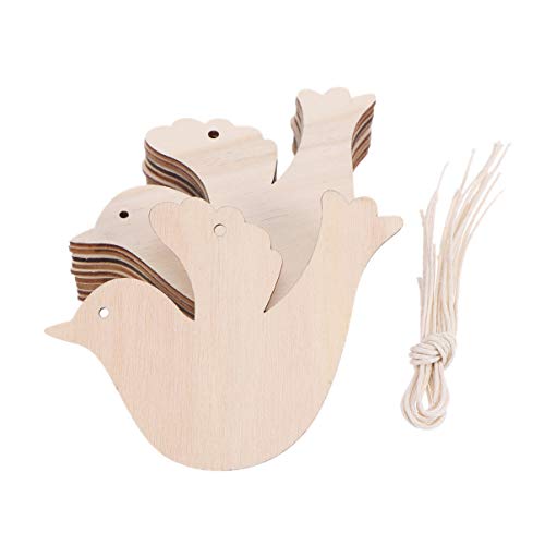 Vosarea 10pcs Wooden Bird Hanging Ornaments Christmas Tree Decoration DIY Crafts Bird Hanging Decoration for Christmas Wedding Door Window Home VOSAREA