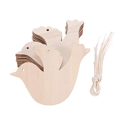 Vosarea 10pcs Wooden Bird Hanging Ornaments Christmas Tree Decoration DIY Crafts Bird Hanging Decoration for Christmas Wedding Door Window Home - WoodArtSupply