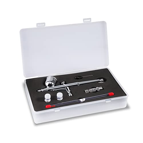 SAGUD Airbrush Kit 0.3mm Dual-Action Air Brush Gun with Extra 0.2mm & 0.5mm Nozzles Needle Air Caps and Quick Release Disconnect Coupler SAGUD