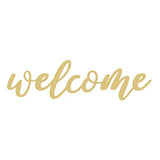 Word Welcome Cutout Unfinished Wood Welcome Sign Front Door Decor Everyday Door Hanger MDF Shape Canvas Style 6 (12") Diverse Woodworking