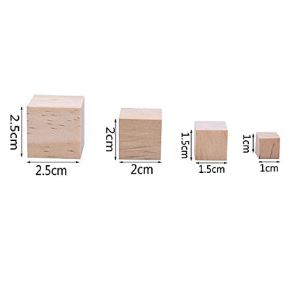 50Pcs Wooden Square Number Cubes,Unfinished Natural Wood Blocks, Natural Solid Cube,Hardwood Alphabet Photo Blocks Making Craft Gift(1x1x1cm)