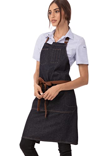 Chef Works Unisex Memphis Bib Apron, Indigo Blue, One Size Chef Works