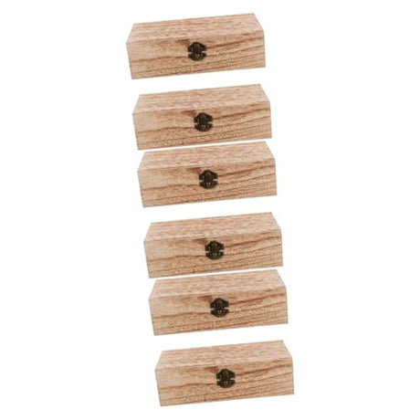 Unomor 3 Sets 2pcs Solid Wood Storage Box Antique Decor Jewelry Organizer Rustic Wood Boxes Storage Bins with Lids Retro Decor Wood Treasure Unomor