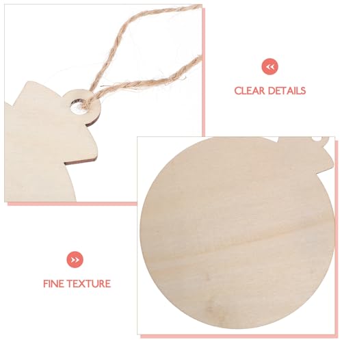 VOSAREA 50pcs DIY Christmas Wooden Hanging Ornaments with Hole Wood Unfinished Cutout Tag Blank Cutouts Natural Wooden Slices for Centerpieces DIY VOSAREA