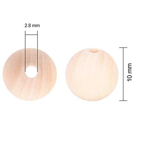 FXSALE 1000pcs 10mm Wood Beads Unfinished Natural Wooden Spacer Beads Round Ball Wood Loose Beads for DIY Craft Jewelry Bracelet Necklace Making FXSALE