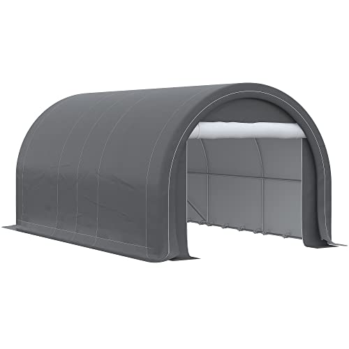 Outsunny 10' x 16' Carport, Heavy Duty Portable Garage Storage Tent with Large Zippered Door, Anti-UV PE Canopy Cover for Car, Truck, Boat, Outsunny