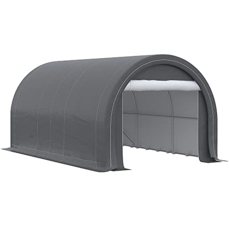 Outsunny 10' x 16' Carport, Heavy Duty Portable Garage Storage Tent with Large Zippered Door, Anti-UV PE Canopy Cover for Car, Truck, Boat, Outsunny