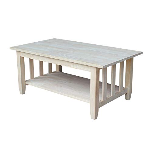 International Concepts Mission Tall Coffee Table, Unfinished - WoodArtSupply