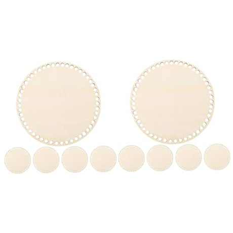 Ciieeo 10 Pcs Woven Bag Base Round Purse Knitted Tote Bag Woven Baskets DIY Wood Bag Bottom Crochet Basket Kit Basket Weaving Kit Wood Crocheting Bag Ciieeo