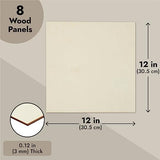 8-Pack 12x12 Wood Panels, Thin Plywood for Crafts, Painting, DIY, Art Projects, Engraving, 3 mm Birch Plywood Boards, Unfinished Wooden Signs (0.12 Bright Creations