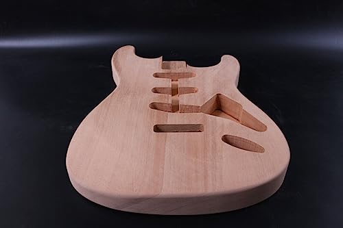 Unfinished Guitar Body for ST guitar project DIY Mahogany Wood SSS pickups Style Bolt On Heel - WoodArtSupply