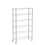 Storage Shelves Metal Shelf Wire Shelving Unit with Wheels 6 Tier NSF Certification Height Adjustable Garage Shelving Utility Steel Heavy Duty Dkeli