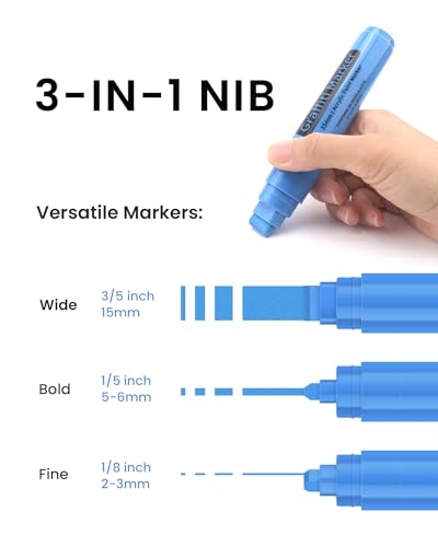 BIGTHUMB Jumbo Graffiti Poster Markers Set: 12 Colors Large15mm Wide Tip Permanent Ink Thick Acrylic Paint Pens for Rock Painting, Stone, Glass, BIGTHUMB