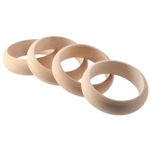 hobbyhub 4Pcs Unfinished Wood Blank Bangle Bracelets,3.4 x 1 Inch Natural Wooden Round Circles Large Wooden Ring for DIY Craft Making Painting hobbyhub