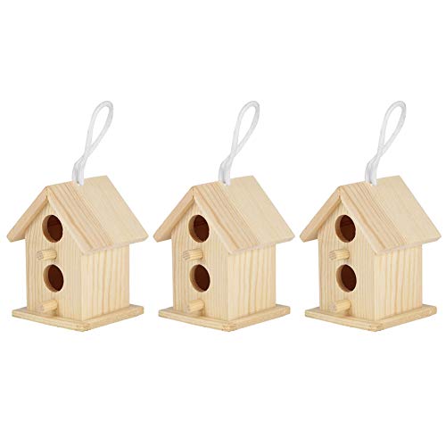 Meiyya Unfinished Birdhouse to Paint for Birdwatching with Perch, MoistureResistant Bird Nests, 3Pcs Birds Supplies Wooden Bird House for Swallows Meiyya
