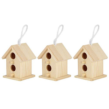 Meiyya Unfinished Birdhouse to Paint for Birdwatching with Perch, MoistureResistant Bird Nests, 3Pcs Birds Supplies Wooden Bird House for Swallows Meiyya