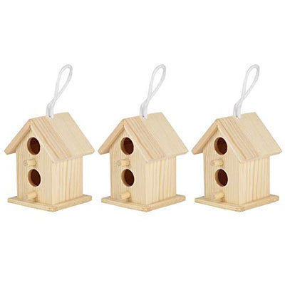 Meiyya Unfinished Birdhouse to Paint for Birdwatching with Perch, MoistureResistant Bird Nests, 3Pcs Birds Supplies Wooden Bird House for Swallows