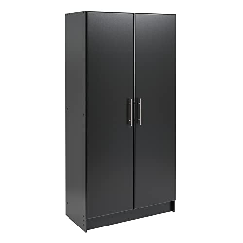 Prepac Elite Functional 8-Piece Garage Cabinets and Storage System Set G, Simplistic Garage Closet Shop Cabinets 16" D x 128" W x 89" H, Black,