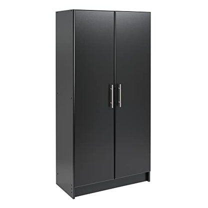 Prepac Elite Functional 2-Piece Garage Cabinets and Storage System Set J, Simplistic Garage Closet Shop Cabinets 16" D x 64" W x 65" H, Black,