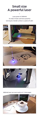 DAJA Bluetooth Laser Engraving Machine, 3000mW Mini Desktop Laser Engraver with Carver Size 80 x 80mm, High Speed Laser Engraving Cutter. (3W, K5B) DAJ