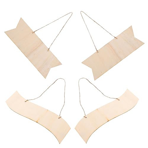 Anneome 4pcs Wooden Sign Unfinished Hanging Sign Unfinished Hanging Wood Plaque Sign for Front Door Blank Wooden Plaques Unfinished Blank Plaques DIY Anneome