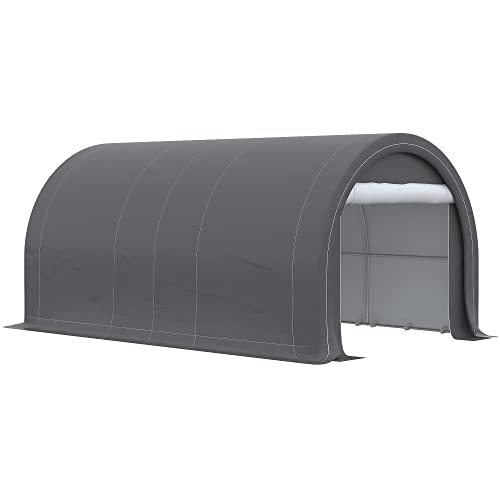 Outsunny 10' x 16' Carport, Heavy Duty Portable Garage Storage Tent with Large Zippered Door, Anti-UV PE Canopy Cover for Car, Truck, Boat, Outsunny