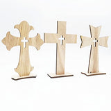 SEWACC 30pcs Cross Wood Jesus Wood Flower SEWACC