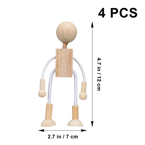 COHEALI 4 Pcs Unfinished Dolls for Crafts Peg Doll Kit Dowel Robots for Painting Peg Dolls DIY Unfinished Dolls Mushroom Loose Parts Wood Crafts Toys