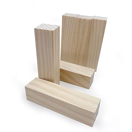 4 Inch Wood for Carving, 12 PCS Unfinished Wood Craft Cubes, Rectangular Wooden Blocks for DIY Carving, Crafting and Whittling for Adults Beginner WURONXIN