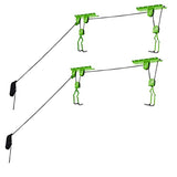 Bike Hanger Set - Set of 2 Overhead Pulley System Bike Hangers for Garage or Shed with 100lb Capacity for Bicycles or Ladders by Rad Sportz (Green) Bike Lane