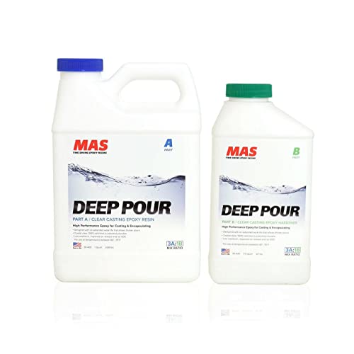 MAS Epoxies Deep Pour Epoxy Resin Kit - Crystal Clear, Slow Curing Epoxy Resin for Casting, River Tables, Encapsulating, Live Edge Slabs, Molds, - WoodArtSupply