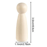 HOIGON 30 PCS 3.5 Inch Wooden Peg Dolls, 90mm Unfinished Angel Girl Wooden Peg Doll People, Wooden Figures Peg Doll Body for Crafts, Wedding, Cake HOIGON