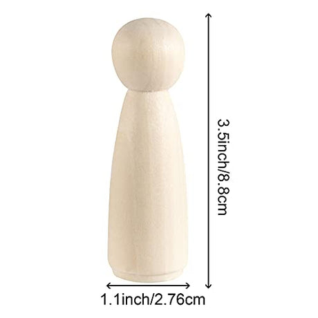 HOIGON 30 PCS 3.5 Inch Wooden Peg Dolls, 90mm Unfinished Angel Girl Wooden Peg Doll People, Wooden Figures Peg Doll Body for Crafts, Wedding, Cake HOIGON