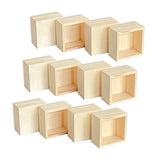 12-Pack Square Wood Box Unfinished Small Wooden Boxes for Crafts (Outer 3.7X 3.7X 2 in,Interior 3.2 x 3.2 x1.9 in) Cregugua