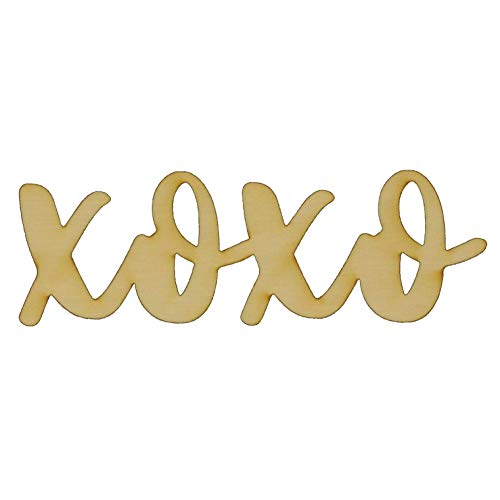 Unfinished Word XOXO Wood Cutout Available in a Variety of Sizes and Thicknesses (1/4" Thickness, Small 5" x 1.75" (Sold Individually)) - WoodArtSupply