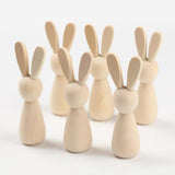 Abaodam Wood Peg Dolls 6Pcs Unfinished Wooden Bunny Rabbit Figurines to Paint DIY Wood Rabbit Ornaments Crafts Toys Rabbit Peg Doll Figure Desktop Abaodam