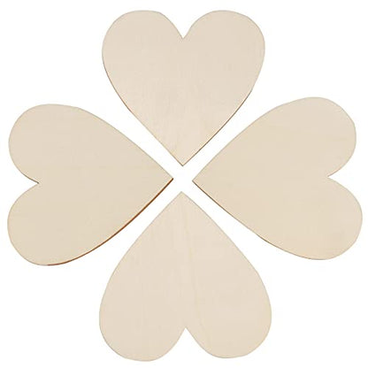 HAKZEON 3 Inches 100 PCS Wood Heart Cutouts, Unfinished Wood Heart Slices, Blank Wooden Heart for DIY Crafts Projects, Decoration, Wedding