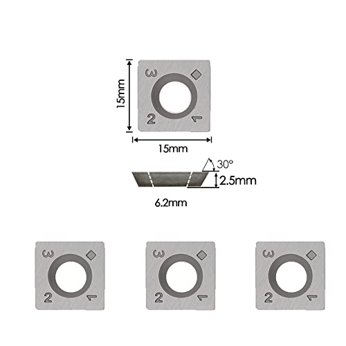 CDBP 15mm Square Straight Carbide Inserts for woodturning, 15×15×2.5mm Replacement Cutter Knives for Woodworking Fits Spiral, Helical Planer Cutter, - WoodArtSupply