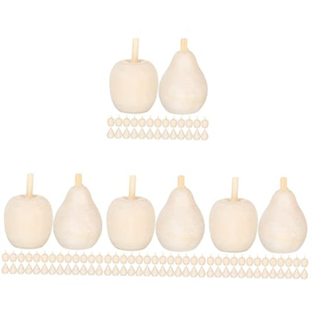 Kisangel 160 pcs Wooden Fruit Ornaments Simulation pear Model Lifelike Mini Pears unpainted Wooden Pears Kids Unfinished Fruit DIY Fruit Mushroom Kisangel