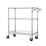 VEVOR Kitchen Utility Cart, 3 Tiers, Wire Rolling Cart with 661 LBS Capacity, Steel Service Cart on Wheels, Metal Storage Trolley with 80 mm Deep VEVOR